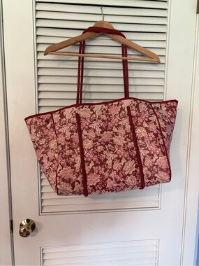 Anthropologie Red Floral Quilted Tote